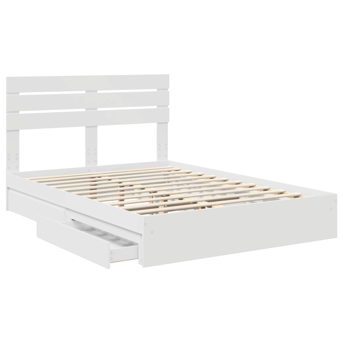 Opslag bed met hoofdeinde Wit 140 x 200 cm Bewerkt hout