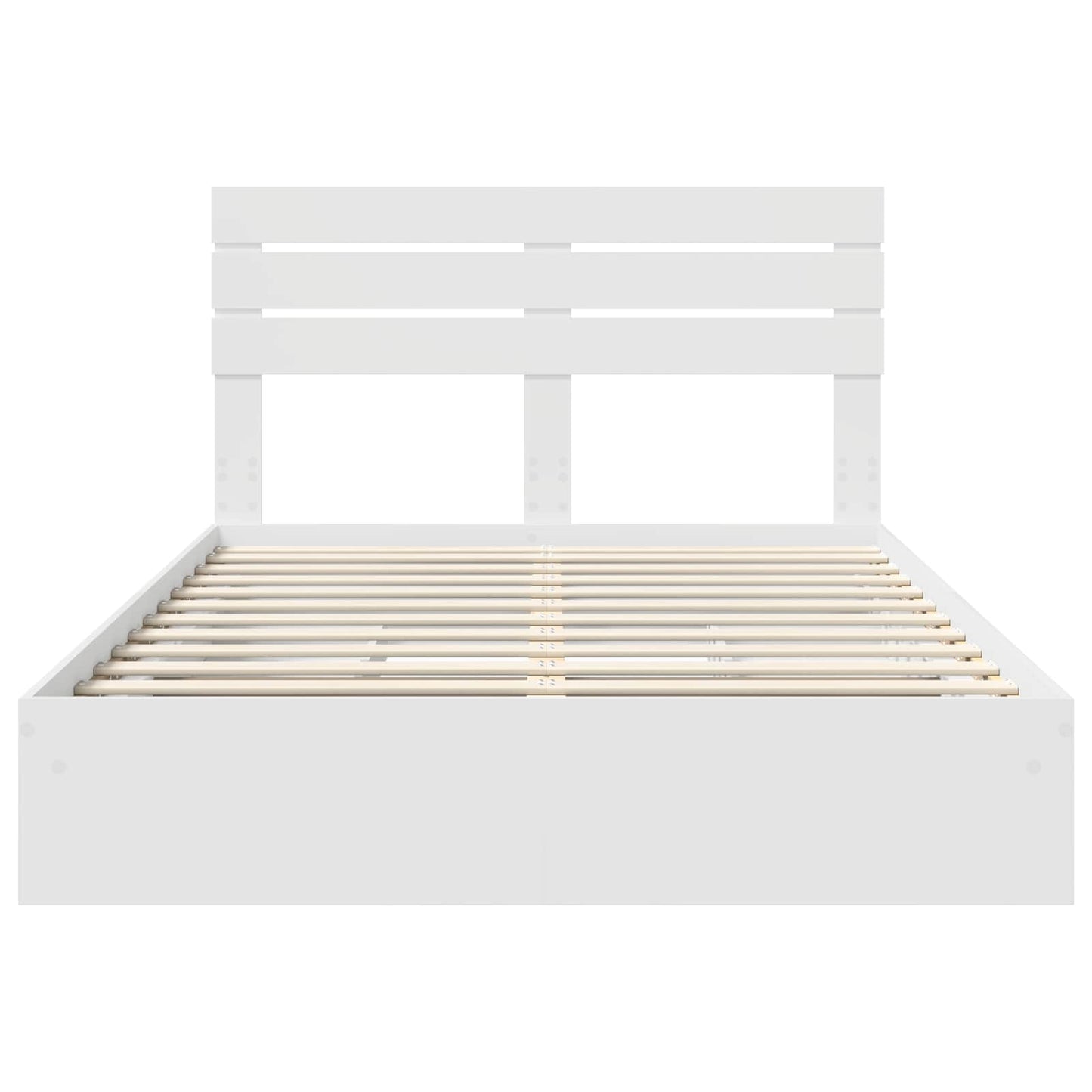 Opslag bed met hoofdeinde Wit 140 x 200 cm Bewerkt hout