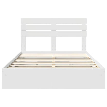 Opslag bed met hoofdeinde Wit 140 x 200 cm Bewerkt hout