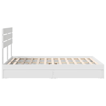 Opslag bed met hoofdeinde Wit 140 x 200 cm Bewerkt hout