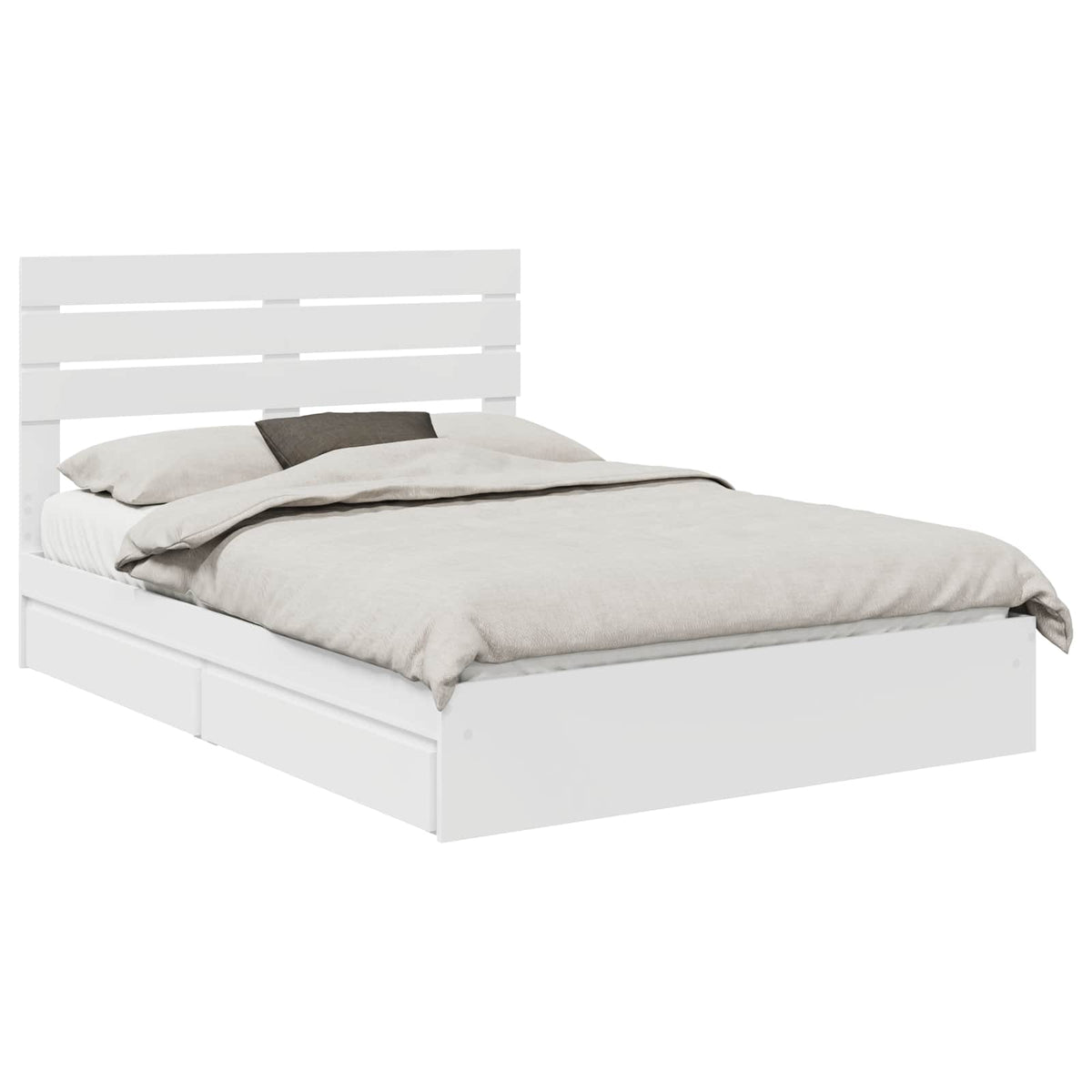 Opslag bed met hoofdeinde Wit 140 x 190 cm Bewerkt hout