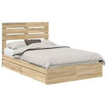 Opslag bed met lade Sonoma Eiken 135 x 190 cm Bewerkt hout