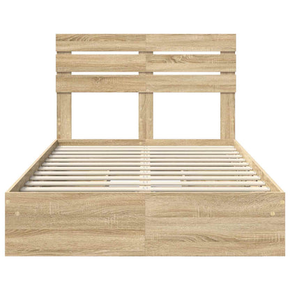 Opslag bed met lade Sonoma Eiken 135 x 190 cm Bewerkt hout