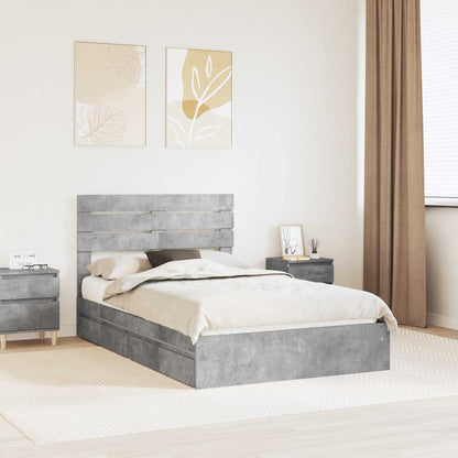 Bedframe met lade Beton Grijs 135 x 190 cm Bewerkt hout