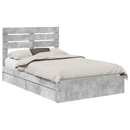 Bedframe met lade Beton Grijs 135 x 190 cm Bewerkt hout