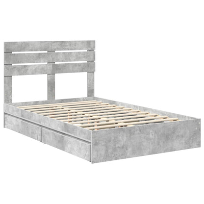 Bedframe met lade Beton Grijs 135 x 190 cm Bewerkt hout