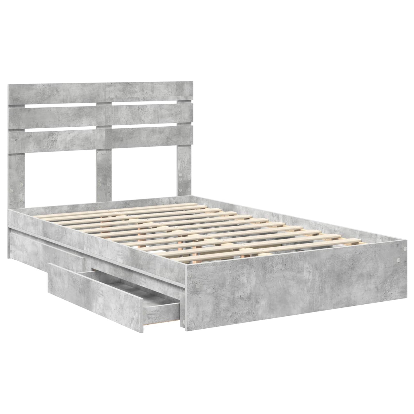 Bedframe met lade Beton Grijs 135 x 190 cm Bewerkt hout