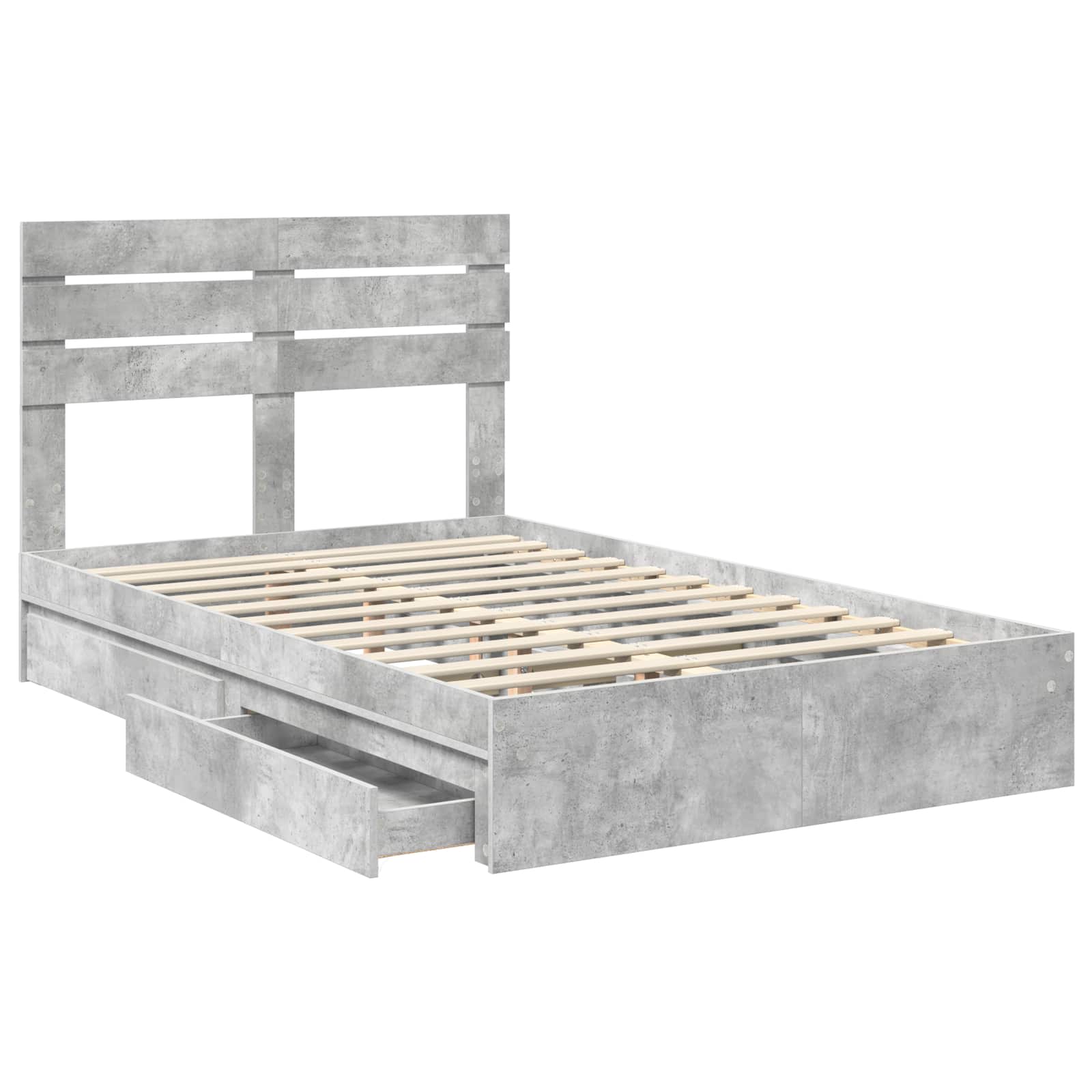 Bedframe met lade Beton Grijs 135 x 190 cm Bewerkt hout