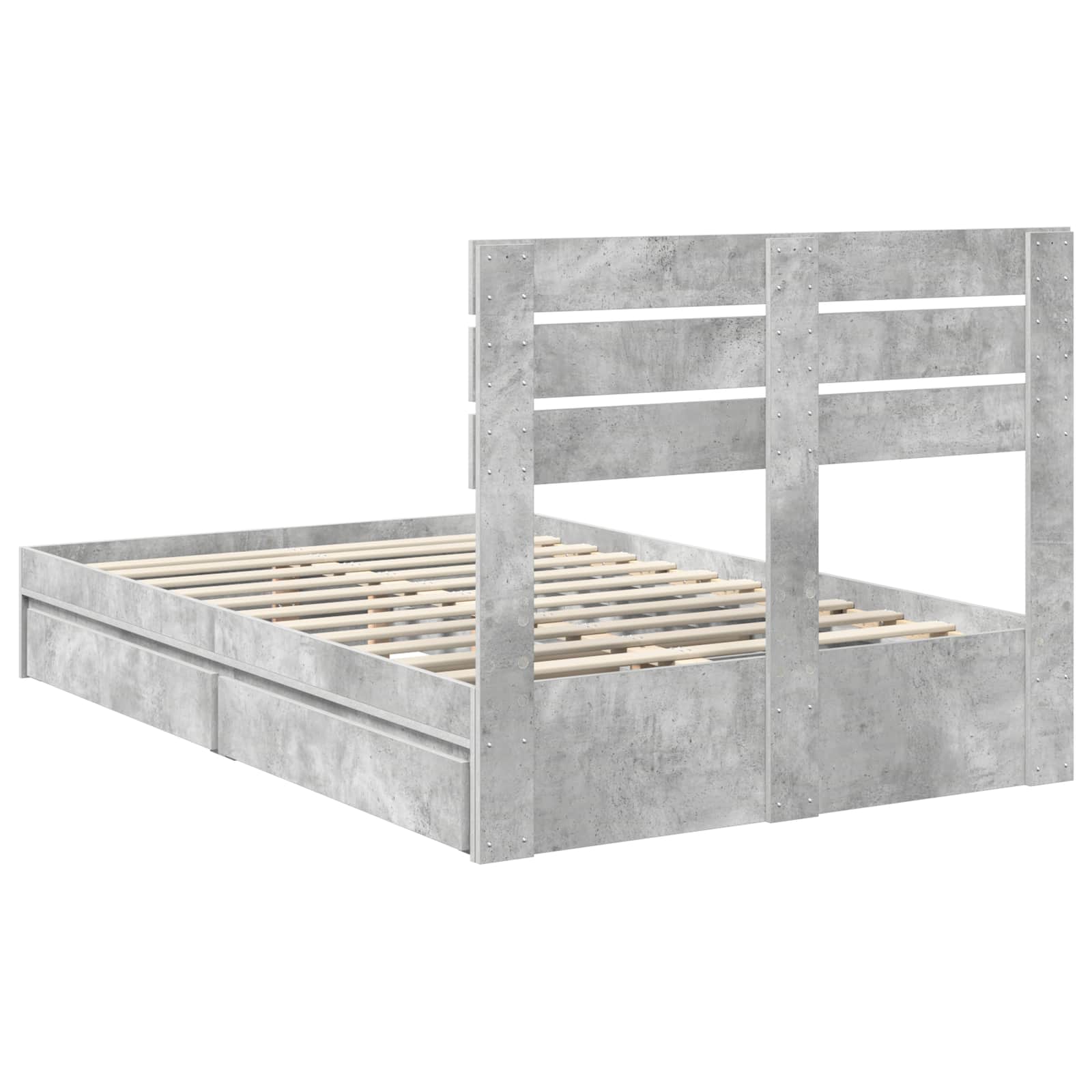 Bedframe met lade Beton Grijs 135 x 190 cm Bewerkt hout