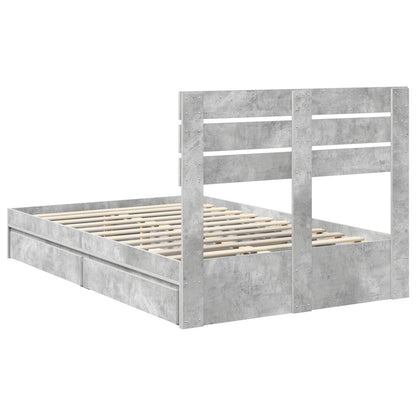 Bedframe met lade Beton Grijs 135 x 190 cm Bewerkt hout