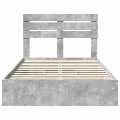 Bedframe met lade Beton Grijs 135 x 190 cm Bewerkt hout