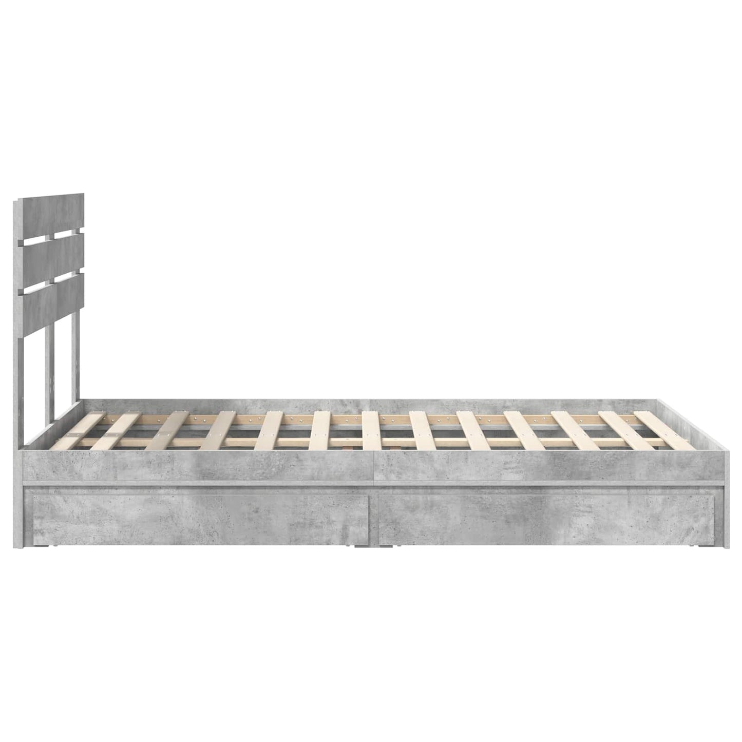 Bedframe met lade Beton Grijs 135 x 190 cm Bewerkt hout