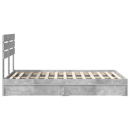 Bedframe met lade Beton Grijs 135 x 190 cm Bewerkt hout