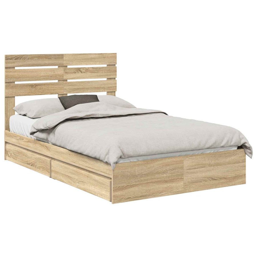 Opslag bed met lade Sonoma Eiken 120 x 200 cm Bewerkt hout