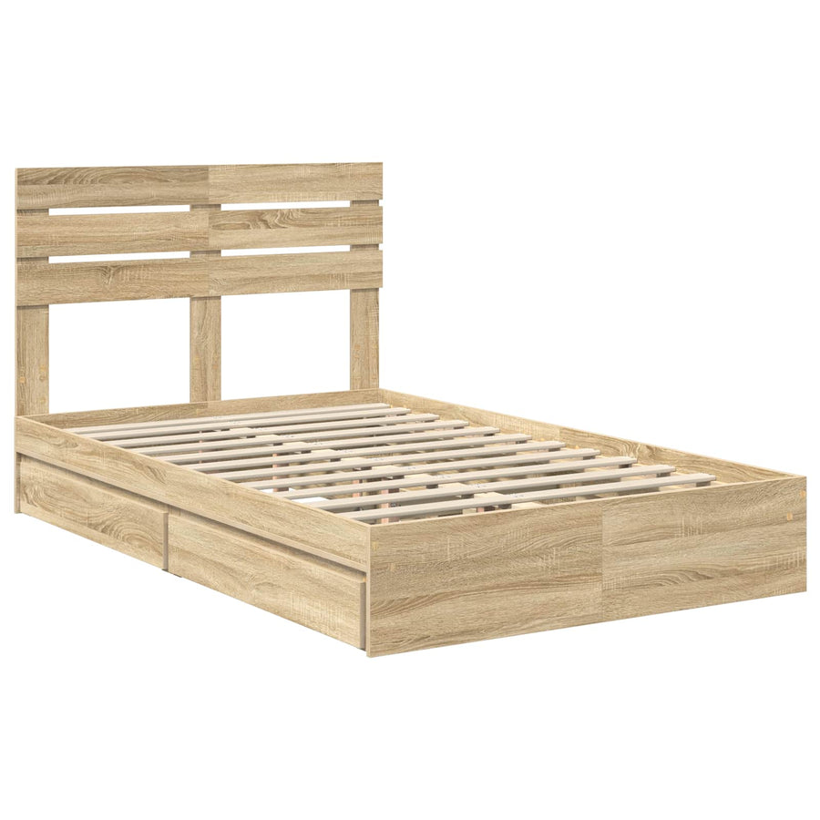 Opslag bed met lade Sonoma Eiken 120 x 200 cm Bewerkt hout