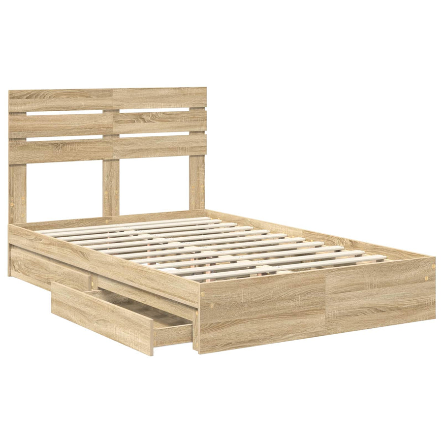 Opslag bed met lade Sonoma Eiken 120 x 200 cm Bewerkt hout