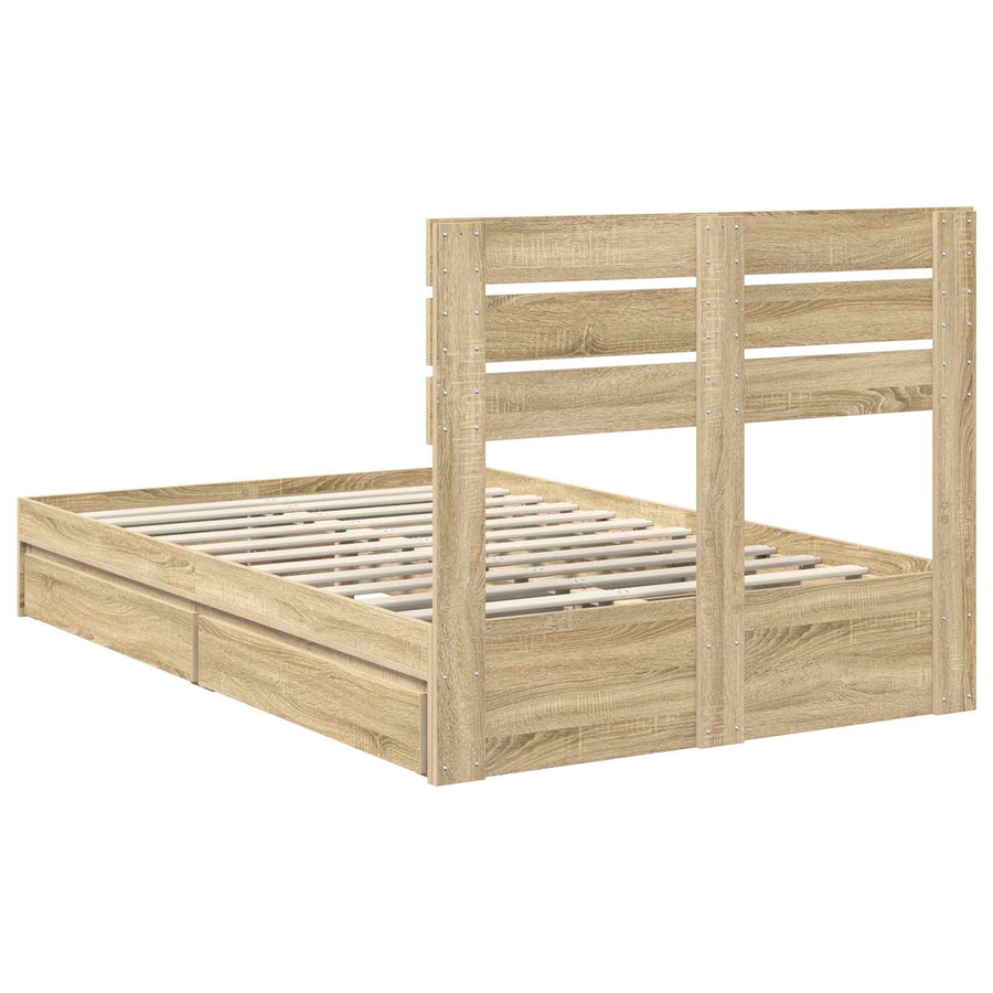 Opslag bed met lade Sonoma Eiken 120 x 200 cm Bewerkt hout