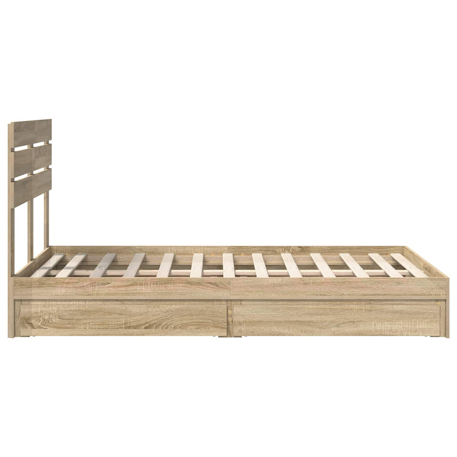 Opslag bed met lade Sonoma Eiken 120 x 200 cm Bewerkt hout