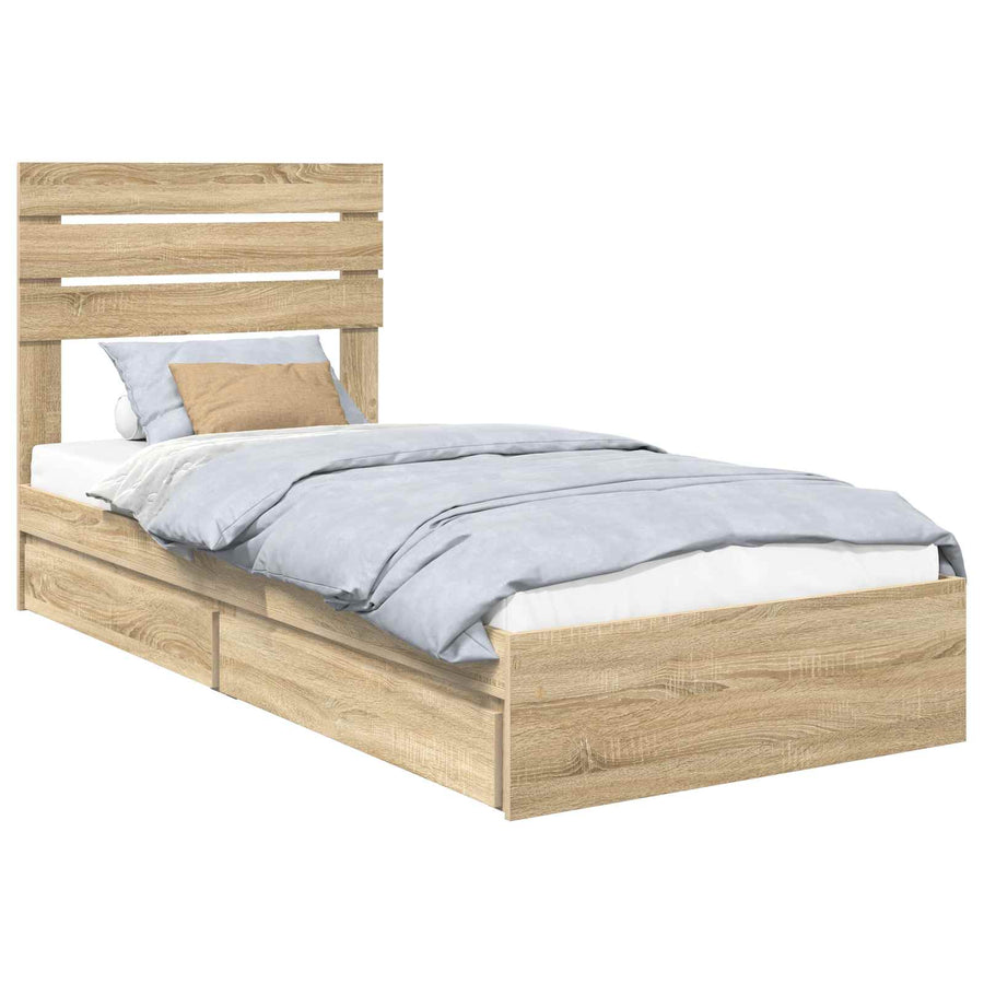 Bedframe met lade Sonoma Eiken 100 x 200 cm Bewerkt hout