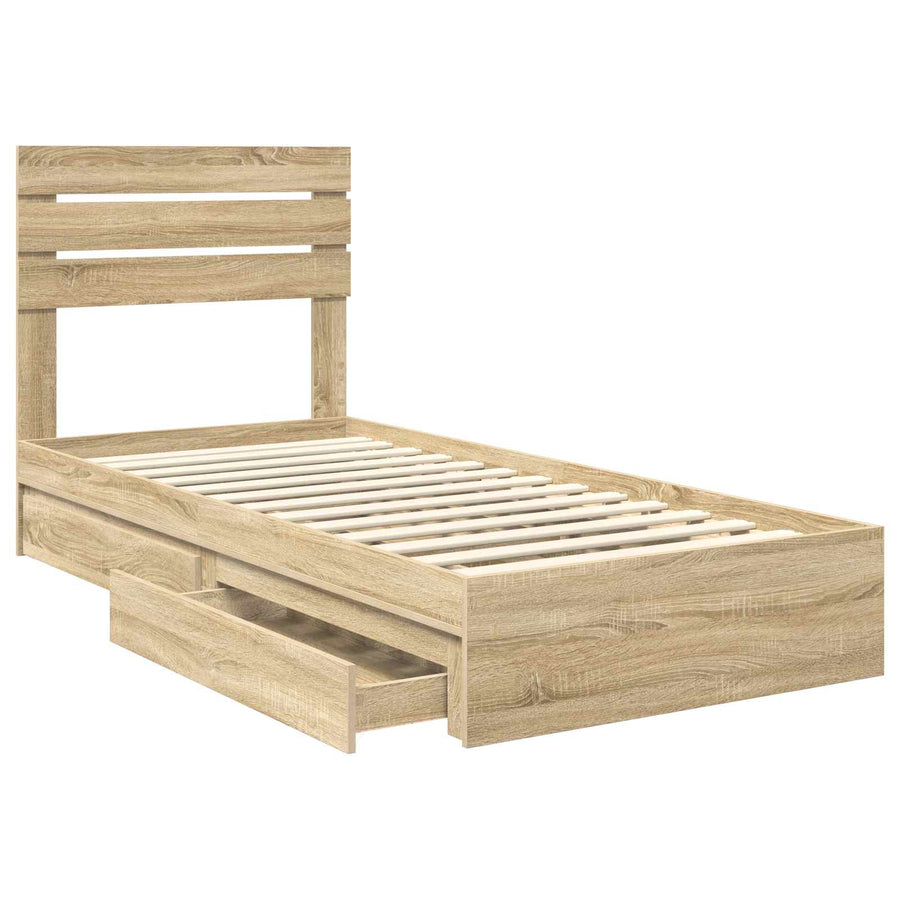Bedframe met lade Sonoma Eiken 100 x 200 cm Bewerkt hout