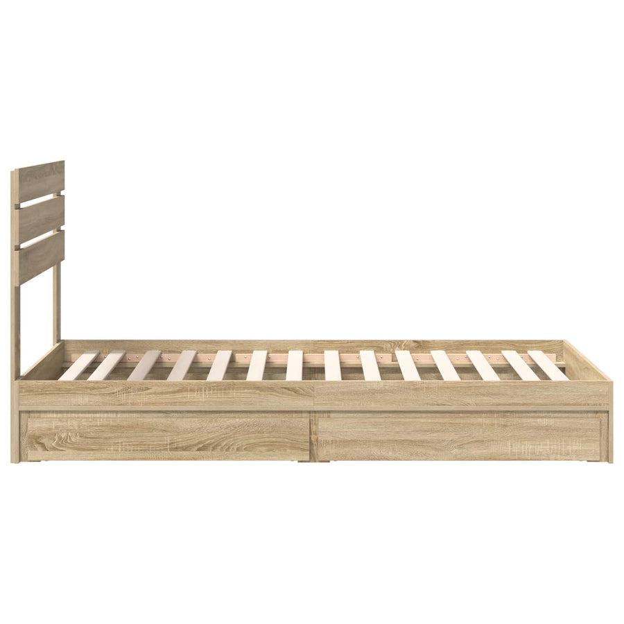 Bedframe met lade Sonoma Eiken 100 x 200 cm Bewerkt hout