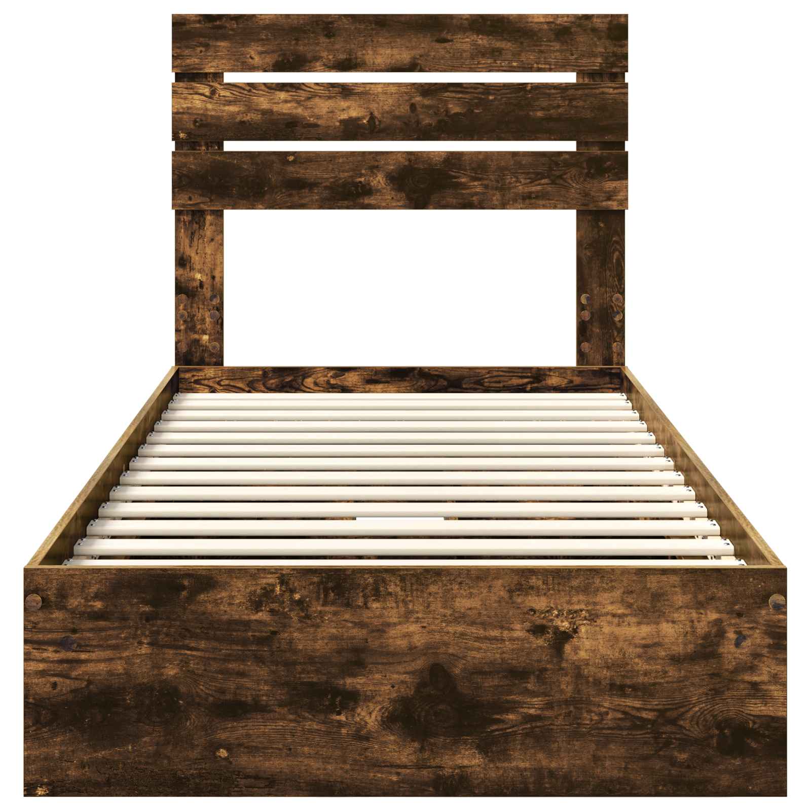 Bedframe met lade Gerookt eiken 100 x 200 cm Bewerkt hout
