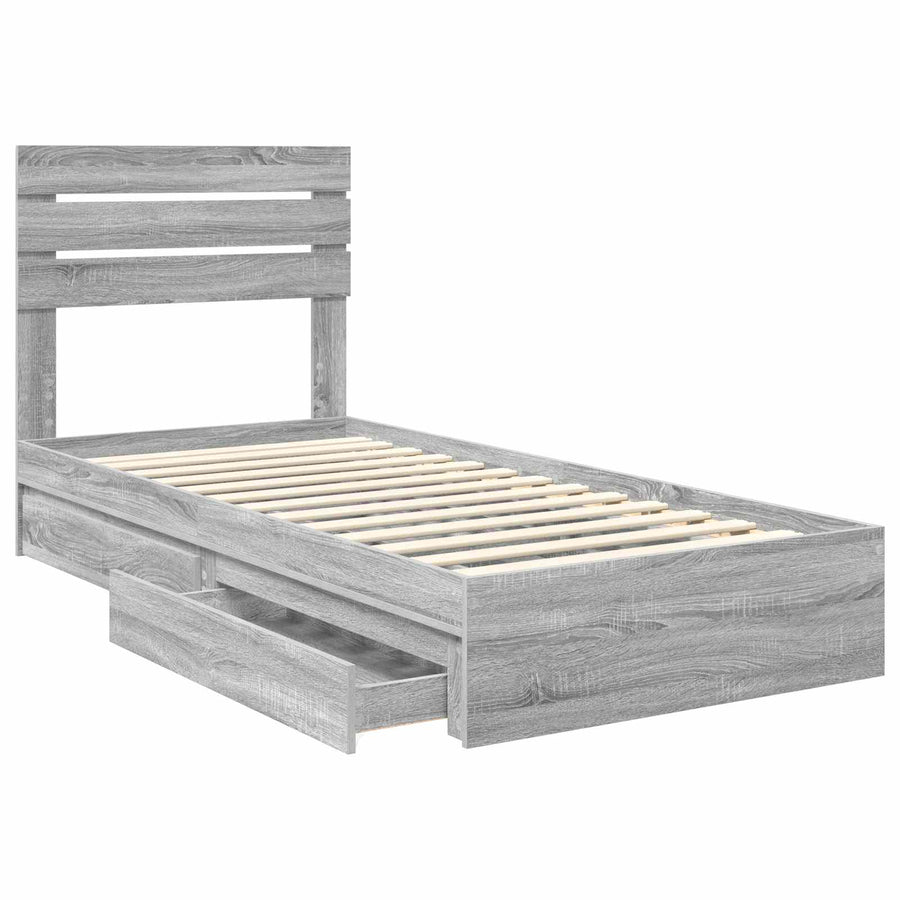 Bedframe met lade Grijs Sonoma 100 x 200 cm Bewerkt hout