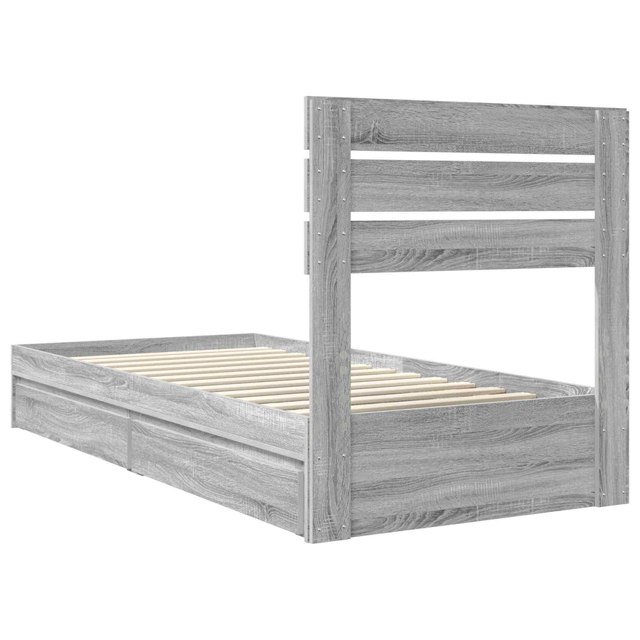 Bedframe met lade Grijs Sonoma 100 x 200 cm Bewerkt hout