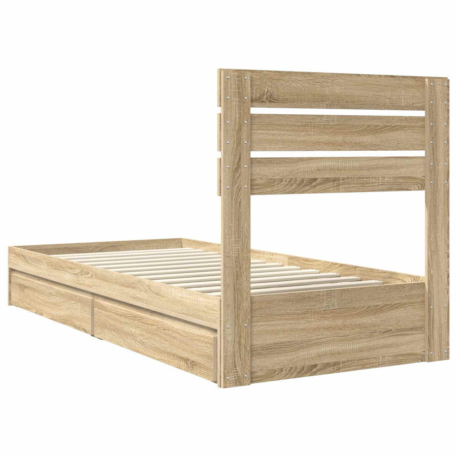 Bedframe met lade Sonoma Eiken 90 x 200 cm Bewerkt hout