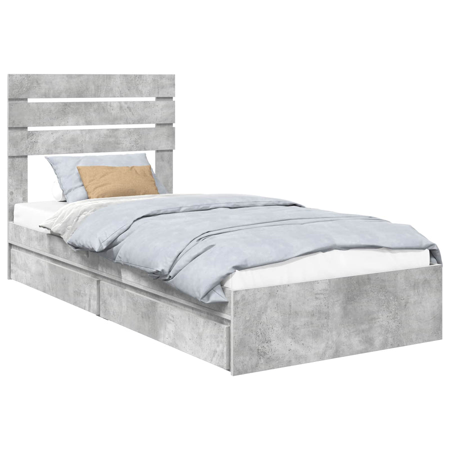 Bedframe met lade Beton Grijs 90 x 190 cm Bewerkt hout