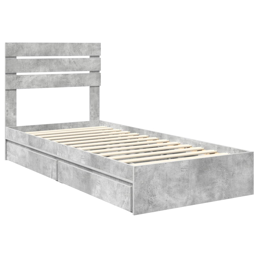 Bedframe met lade Beton Grijs 90 x 190 cm Bewerkt hout