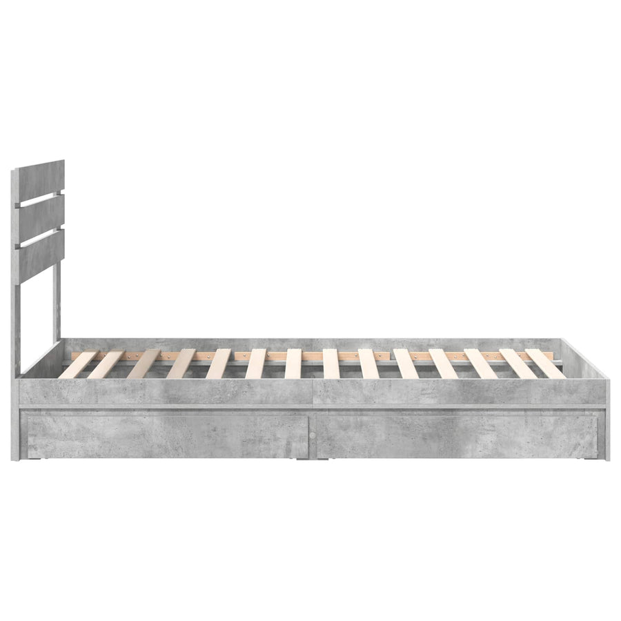 Bedframe met lade Beton Grijs 90 x 190 cm Bewerkt hout