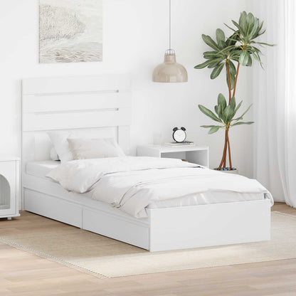 Bedframe met lade met hoofdeinde Wit 75 x 190 cm Bewerkt hout