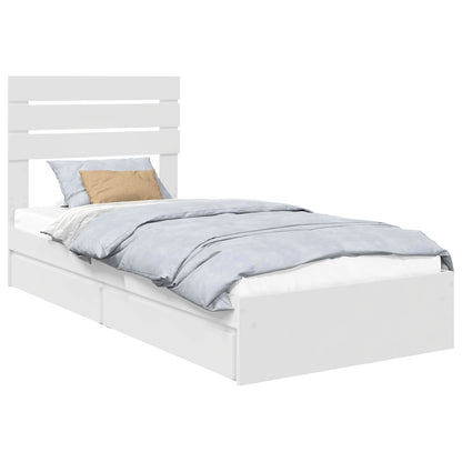 Bedframe met lade met hoofdeinde Wit 75 x 190 cm Bewerkt hout