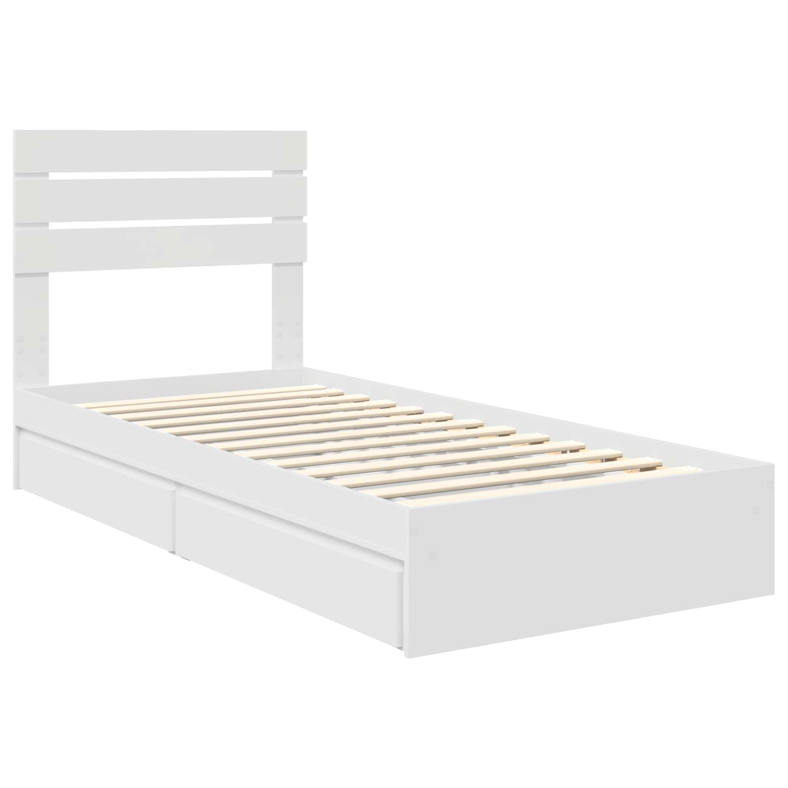 Bedframe met lade met hoofdeinde Wit 75 x 190 cm Bewerkt hout