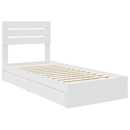 Bedframe met lade met hoofdeinde Wit 75 x 190 cm Bewerkt hout