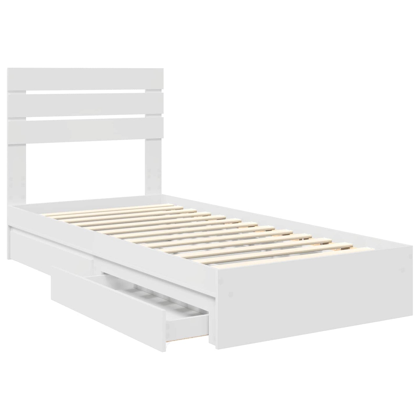 Bedframe met lade met hoofdeinde Wit 75 x 190 cm Bewerkt hout