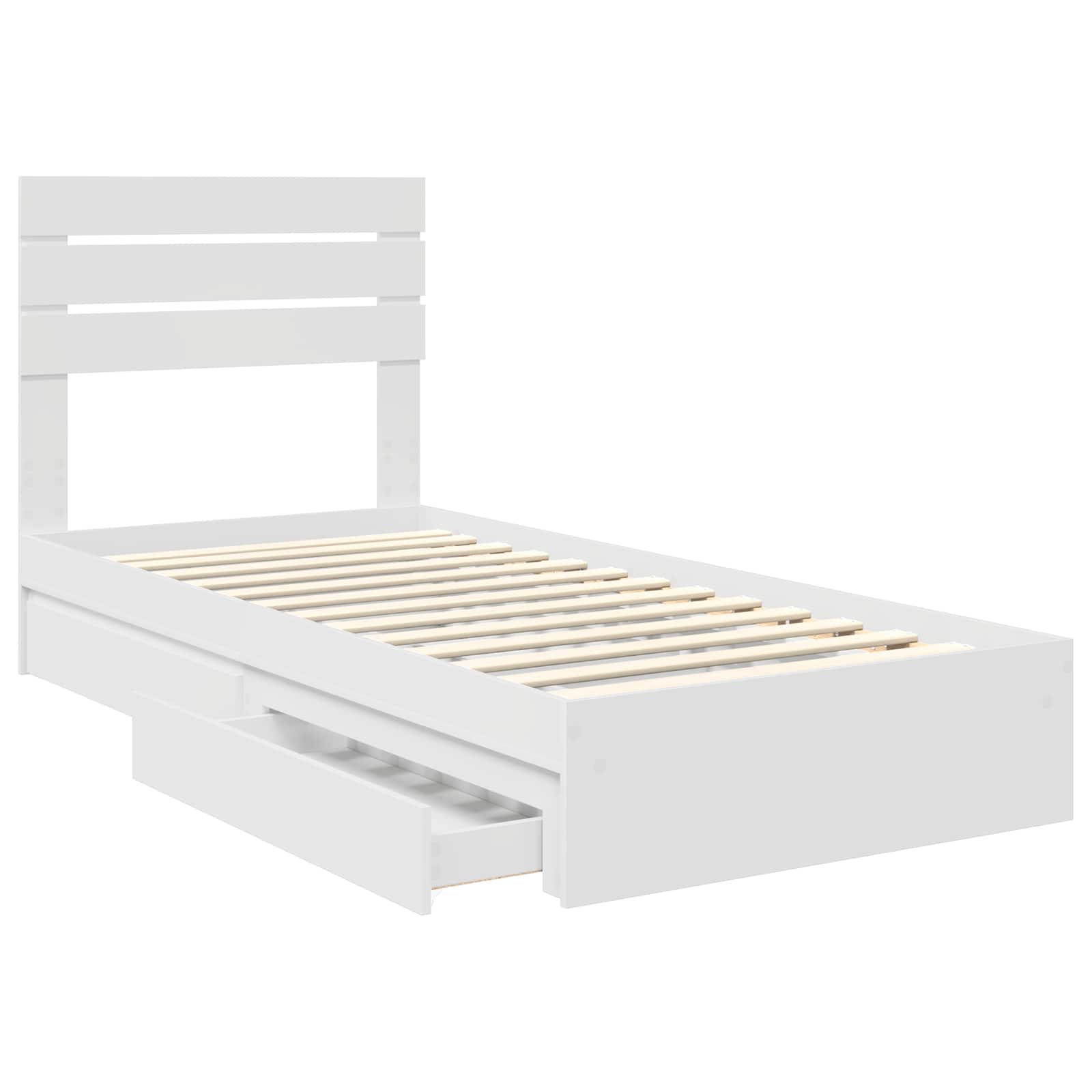 Bedframe met lade met hoofdeinde Wit 75 x 190 cm Bewerkt hout