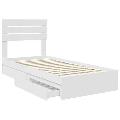 Bedframe met lade met hoofdeinde Wit 75 x 190 cm Bewerkt hout