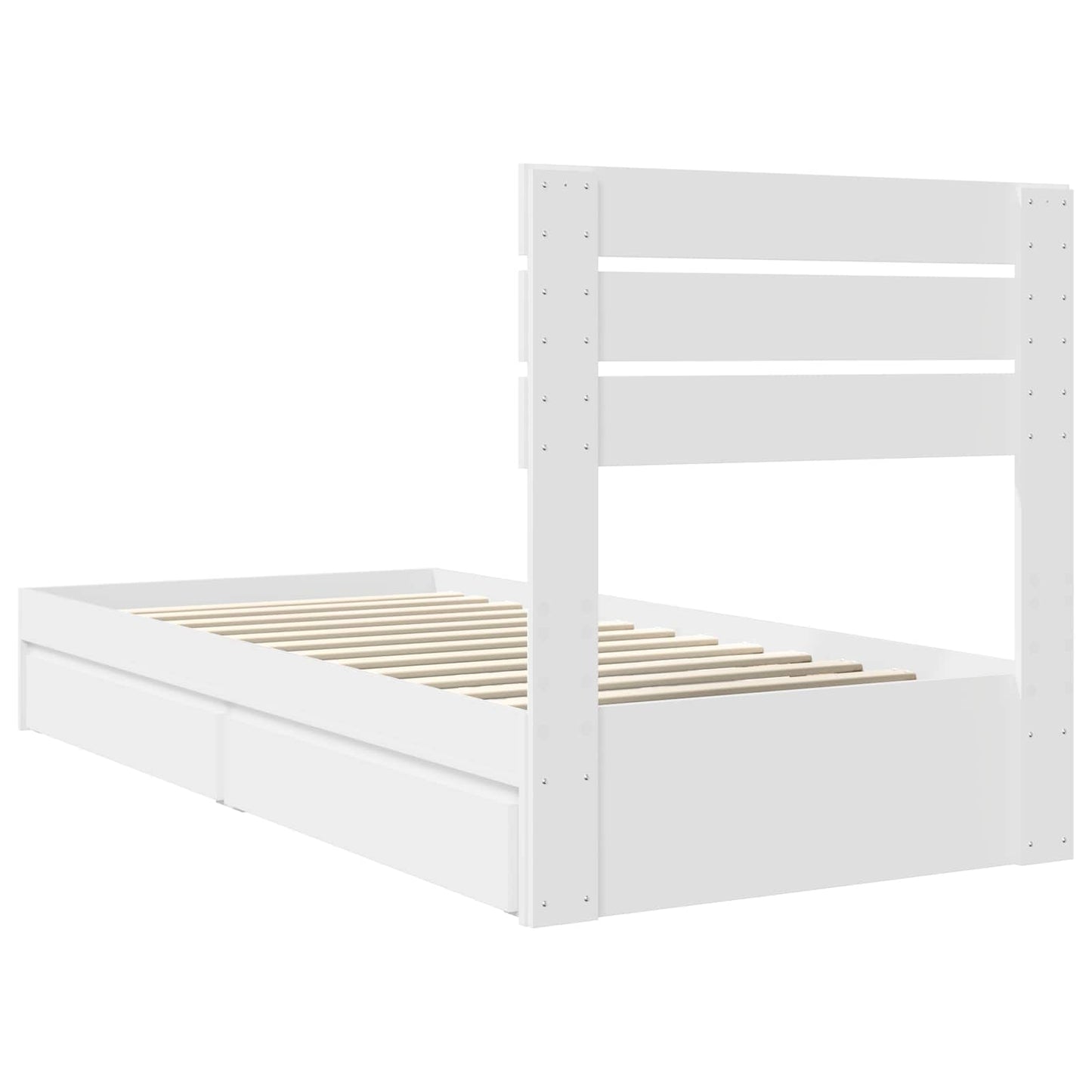Bedframe met lade met hoofdeinde Wit 75 x 190 cm Bewerkt hout