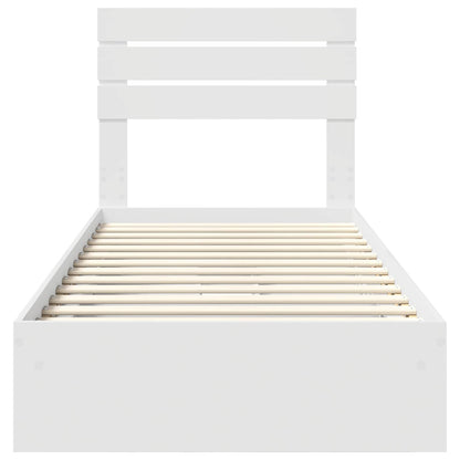 Bedframe met lade met hoofdeinde Wit 75 x 190 cm Bewerkt hout