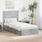 Storage Bed with Headboard Concrete Grey 70 x 190 cm Engineered Wood