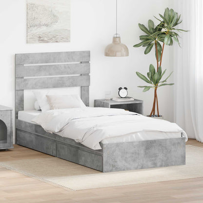 Bedframe met lade Beton Grijs 75 x 190 cm Bewerkt hout