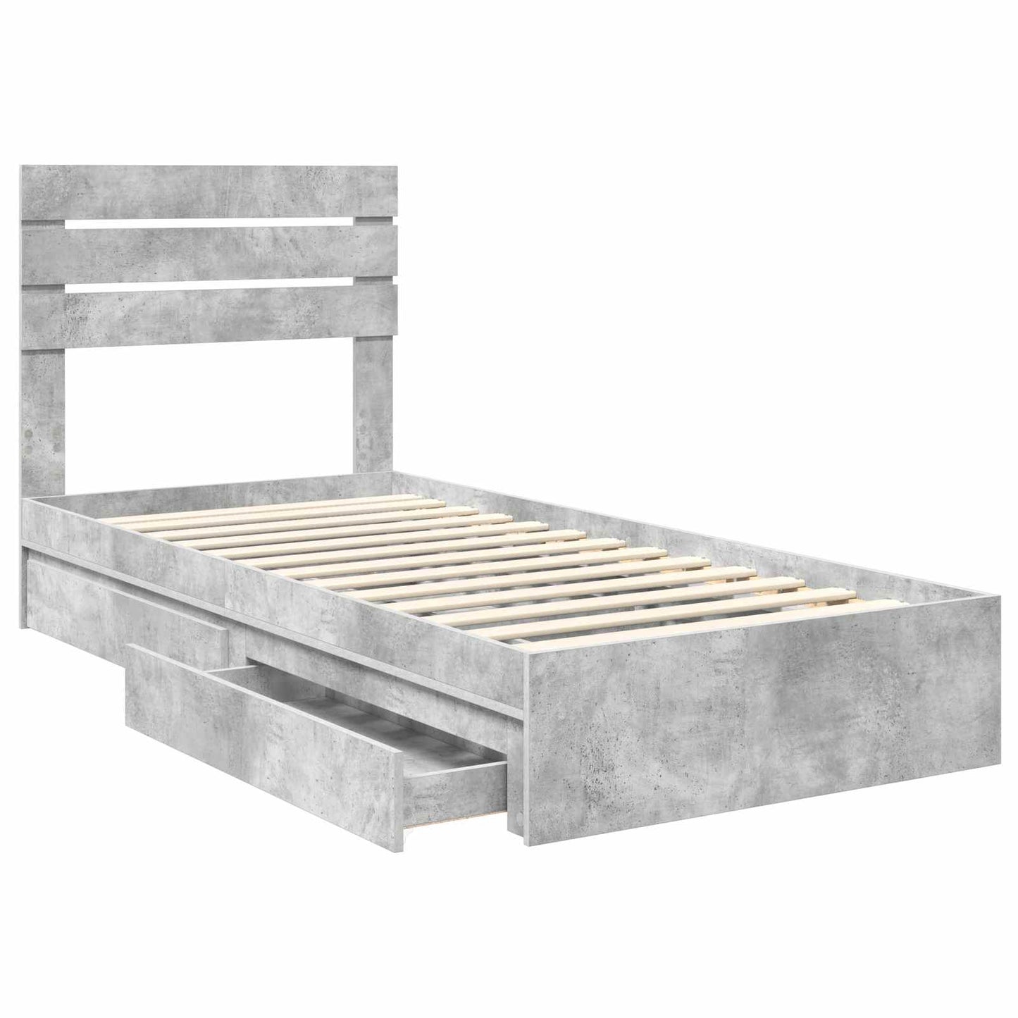 Bedframe met lade Beton Grijs 75 x 190 cm Bewerkt hout