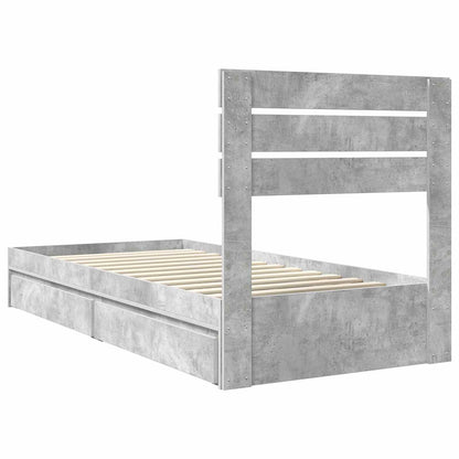 Bedframe met lade Beton Grijs 75 x 190 cm Bewerkt hout