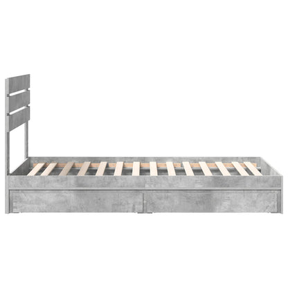 Bedframe met lade Beton Grijs 75 x 190 cm Bewerkt hout