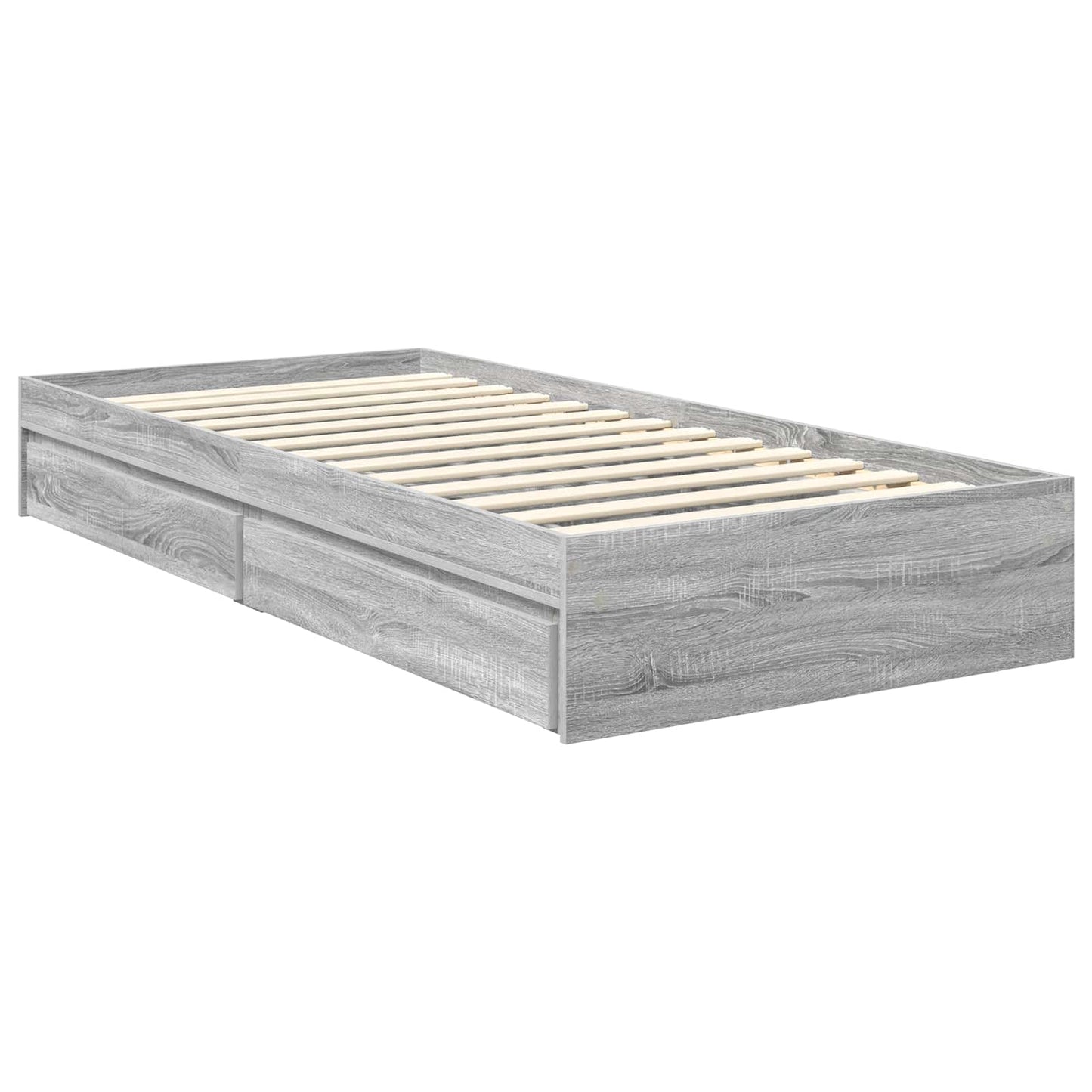 Bedframe met lade Gerookt eiken 75 x 190 cm Bewerkt hout
