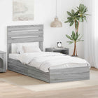 Storage Bed with Headboard Grey Sonoma 75 x 190 cm Engineered Wood