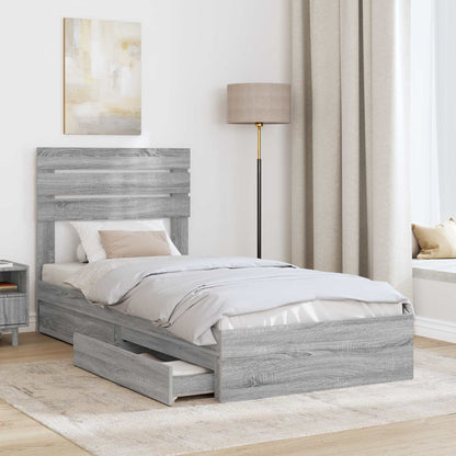 Bedframe met lade Grijs Sonoma 75 x 190 cm Bewerkt hout