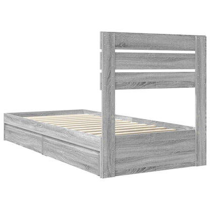 Bedframe met lade Grijs Sonoma 75 x 190 cm Bewerkt hout